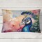 Edge Collections - 12" x 16" - Multicolor - Peacock Watercolor Birds Throw Pillow - 1 Piece